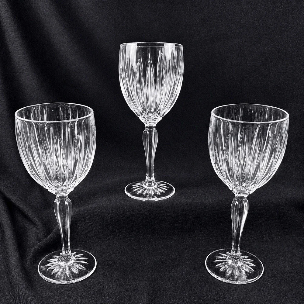 Cristal dArques-Durand Classic Water Goblets Set‎ of 3 Crystal Glass 8 1/8 Inch